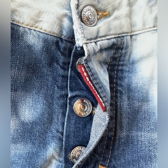 Dsquared2 “Glam Head” Blue Tie Dye Cropped Distressed Jeans Size 42 Or US 6 NWT - Picture 9 of 16